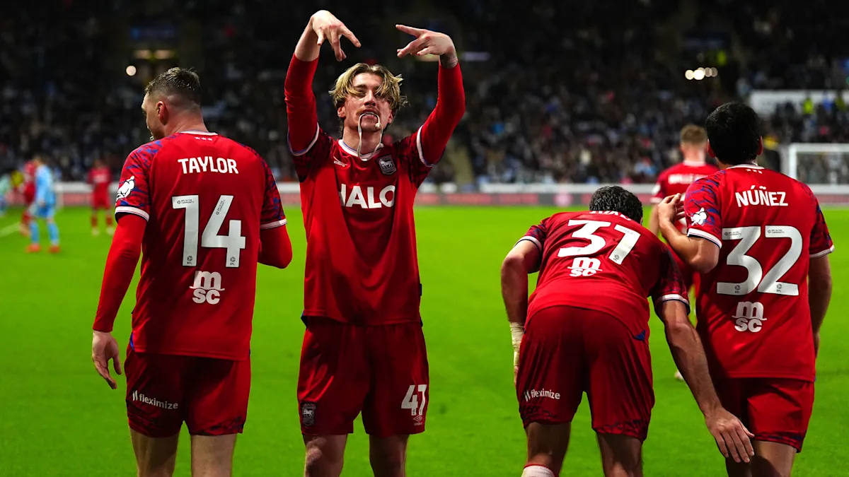 Ipswich Town players celebrating their victory