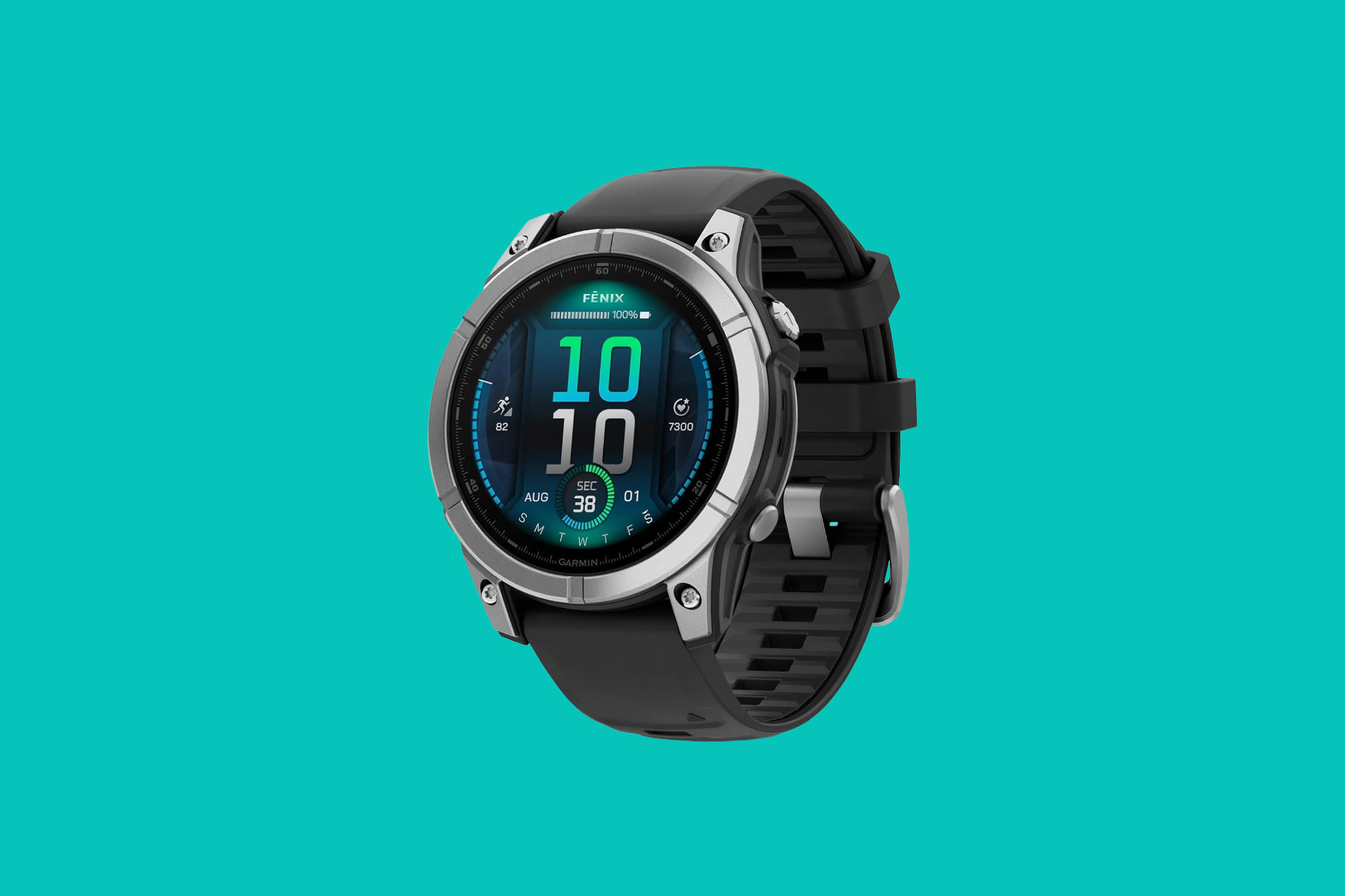 Garmin Fenix E smartwatch displayed on a wrist with its AMOLED screen showing a map