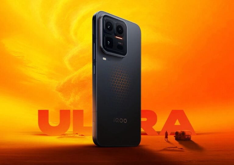 The Vivo iQOO 15 Ultra flagship smartphone featuring a 50MP periscope telephoto camera with a Sony sensor and an extremely bright 8,000-nit LTPO OLED panel, with an active fan for optimal performance, showcasing its sleek design and advanced features, with a focus on exceptional camera capabilities and innovative technology