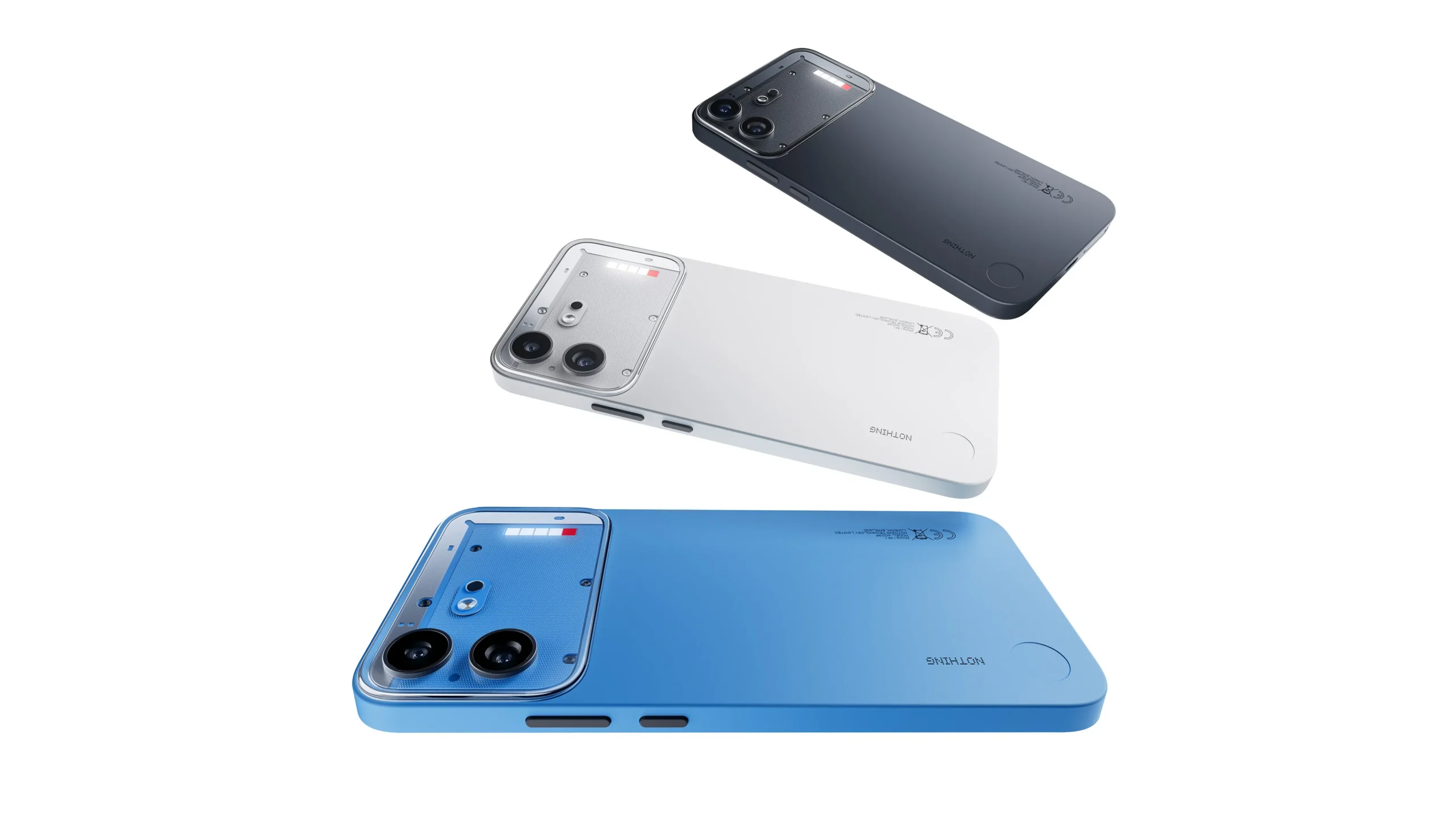 Nothing Phone (4b) in blue, black, and white