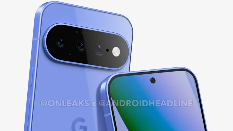 Google Pixel 11 phone with gold frame and camera bar