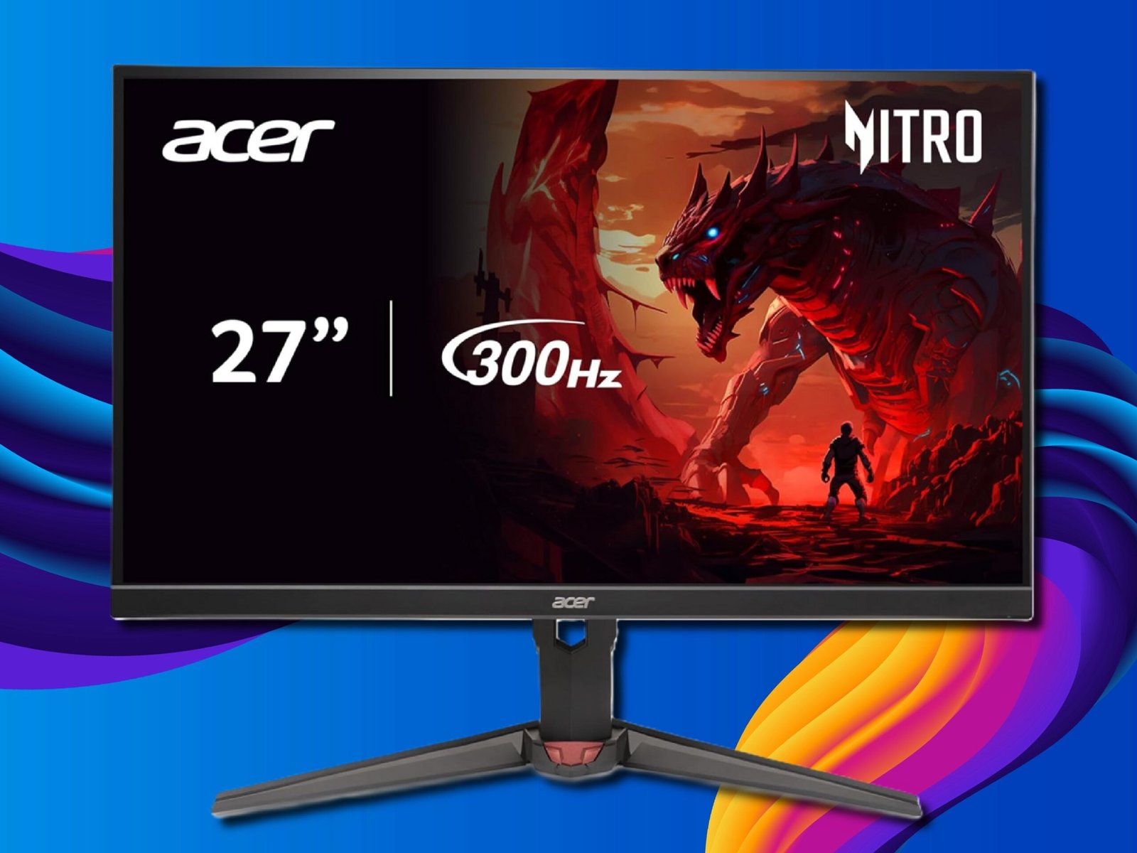 The Acer Nitro XV272U gaming monitor features a stunning 1440p IPS display with a super-fast 300Hz refresh rate, ideal for gamers seeking a seamless experience with vibrant colours and sharp imagery