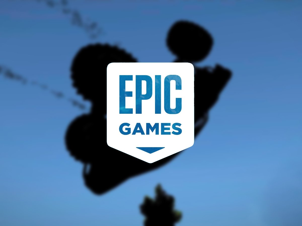 Epic Games Store logo with a racing theme, featuring a car speeding around a track with a colourful background, highlighting the free game Find the Oil Racing Edition