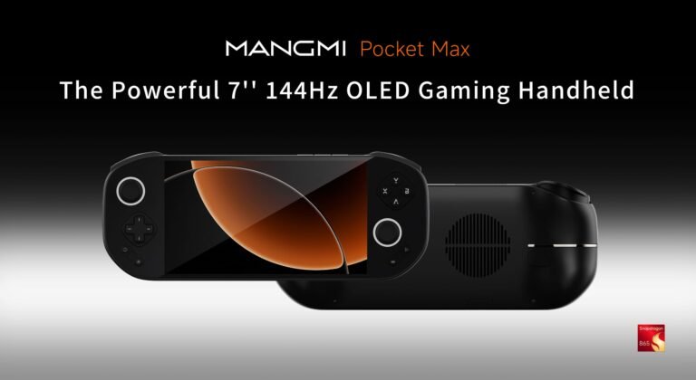 The MANGMI Pocket Max Android gaming handheld features a stunning 7-inch 144Hz OLED display, delivering crisp and vibrant visuals that elevate the gaming experience, with a focus on performance, quality, and value, making it an attractive option for enthusiasts, powered by the Snapdragon 865 processor and Adreno 650 GPU