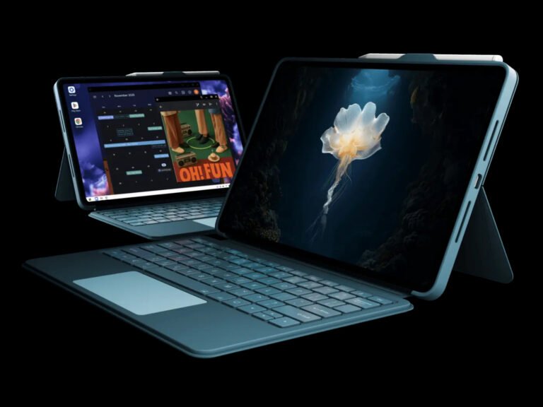 The Ark 2-in-1 Android tablet features a large 12.95-inch display, powerful Qualcomm Snapdragon chipset, and dedicated desktop mode, making it perfect for work, play, and everything in between, with a long-lasting 14,550 mAh battery and sleek design