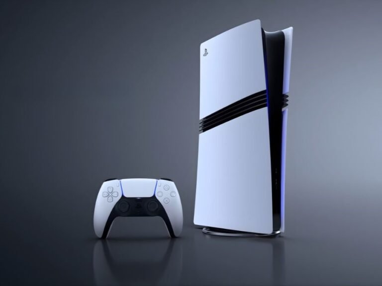 The PlayStation 5 console and controller, with a TV screen displaying a gaming scene in the background, showcasing the console's stunning graphics and immersive gaming experience