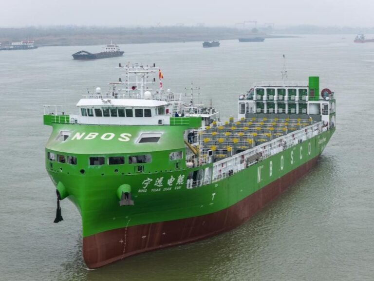 The Ning Yuan Dian Kun, a 10,000-ton electric container ship with autonomous navigation, is being tested off the coast of Shanghai, marking a major breakthrough for green short-sea shipping, with its massive battery system and cutting-edge technology reducing emissions and minimising its carbon footprint, as it navigates through busy waterways with ease, paving the way for a more sustainable future in the maritime industry