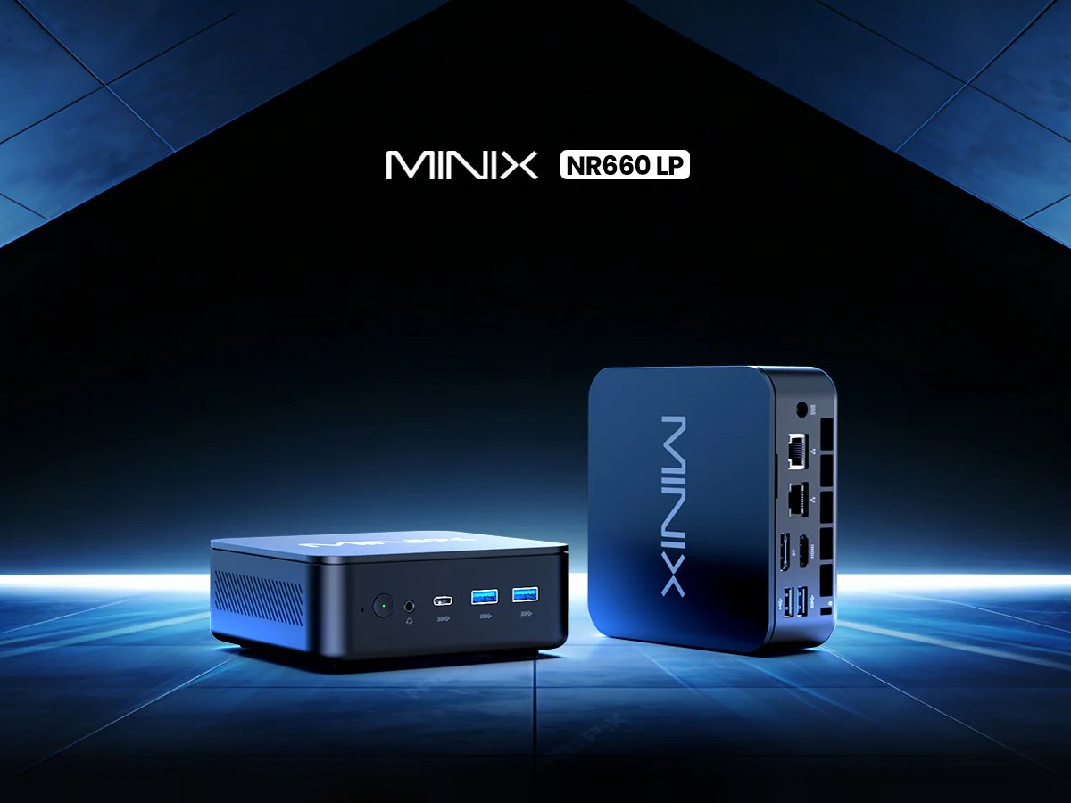 The Minix NR660 LP mini PC boasts a compact design and impressive storage capabilities, with up to 8TB of storage support, making it an attractive option for home or office use, with a sleek and minimalist aesthetic and a range of storage formats, featuring the primary keyword mini PC