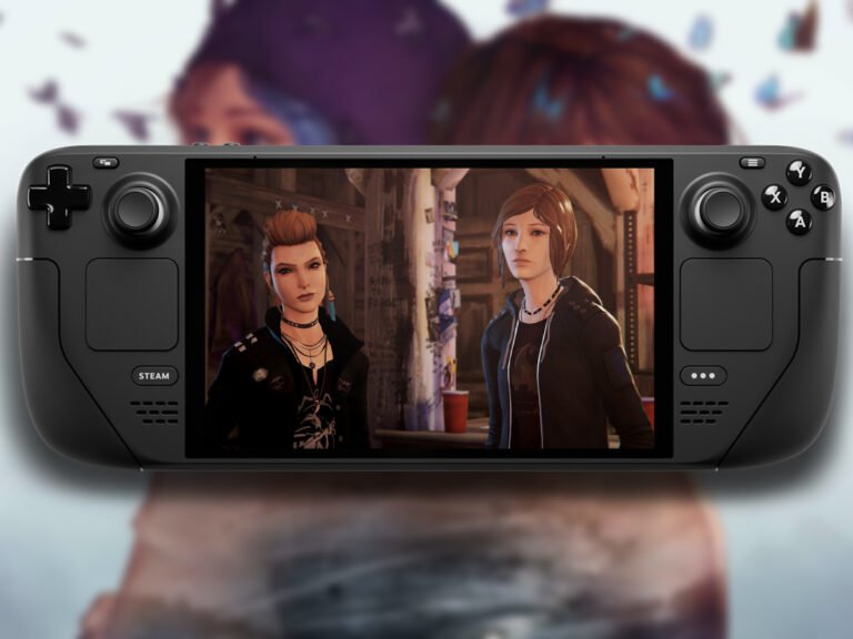 The Life is Strange Remastered Collection features a young woman with a camera, set against a backdrop of a small town, with a mix of colour and muted tones, showcasing the game's unique visual style and narrative focus