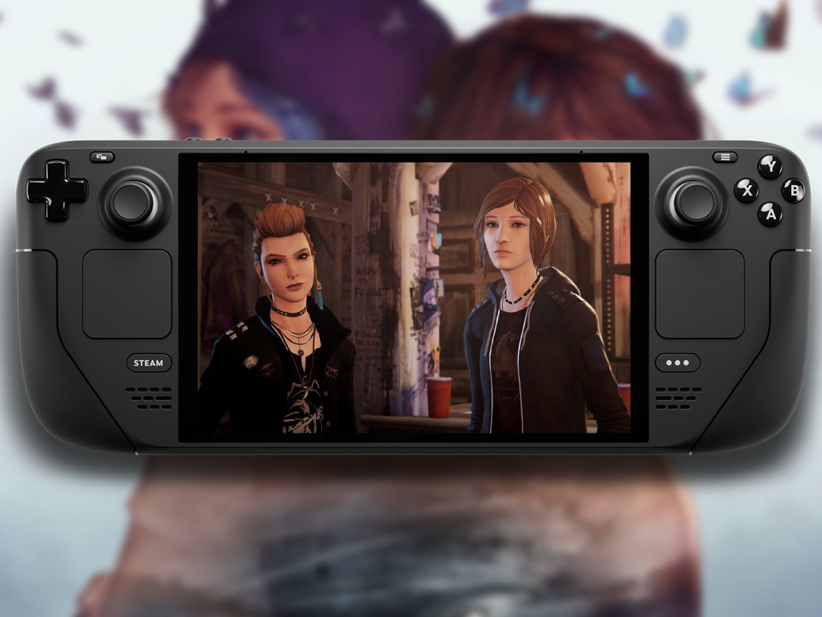 The Life is Strange Remastered Collection features a young woman with a camera, set against a backdrop of a small town, with a mix of colour and muted tones, showcasing the game's unique visual style and narrative focus
