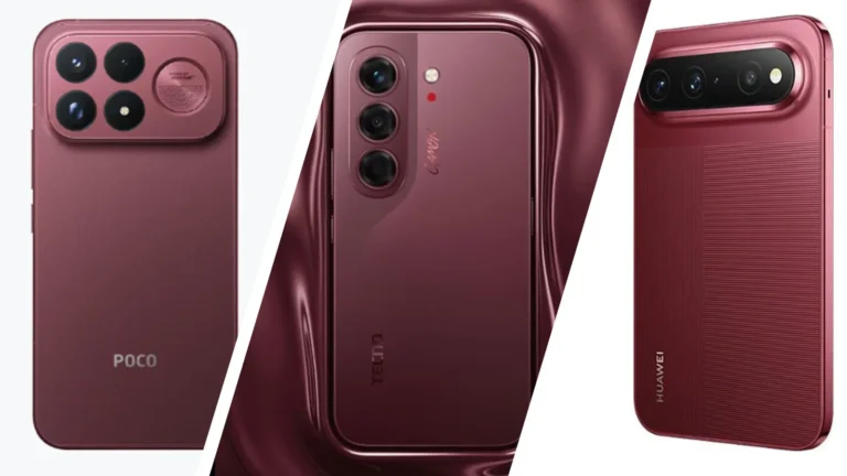 Apple iPhone 18 Pro in burgundy beside Android rivals copying the colour