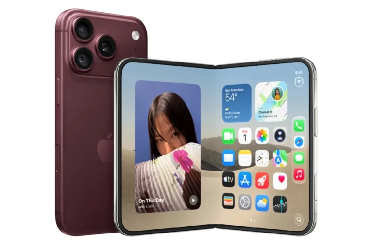 Concept rendering of a future iPhone 20 with a seamless glass display and hidden camera