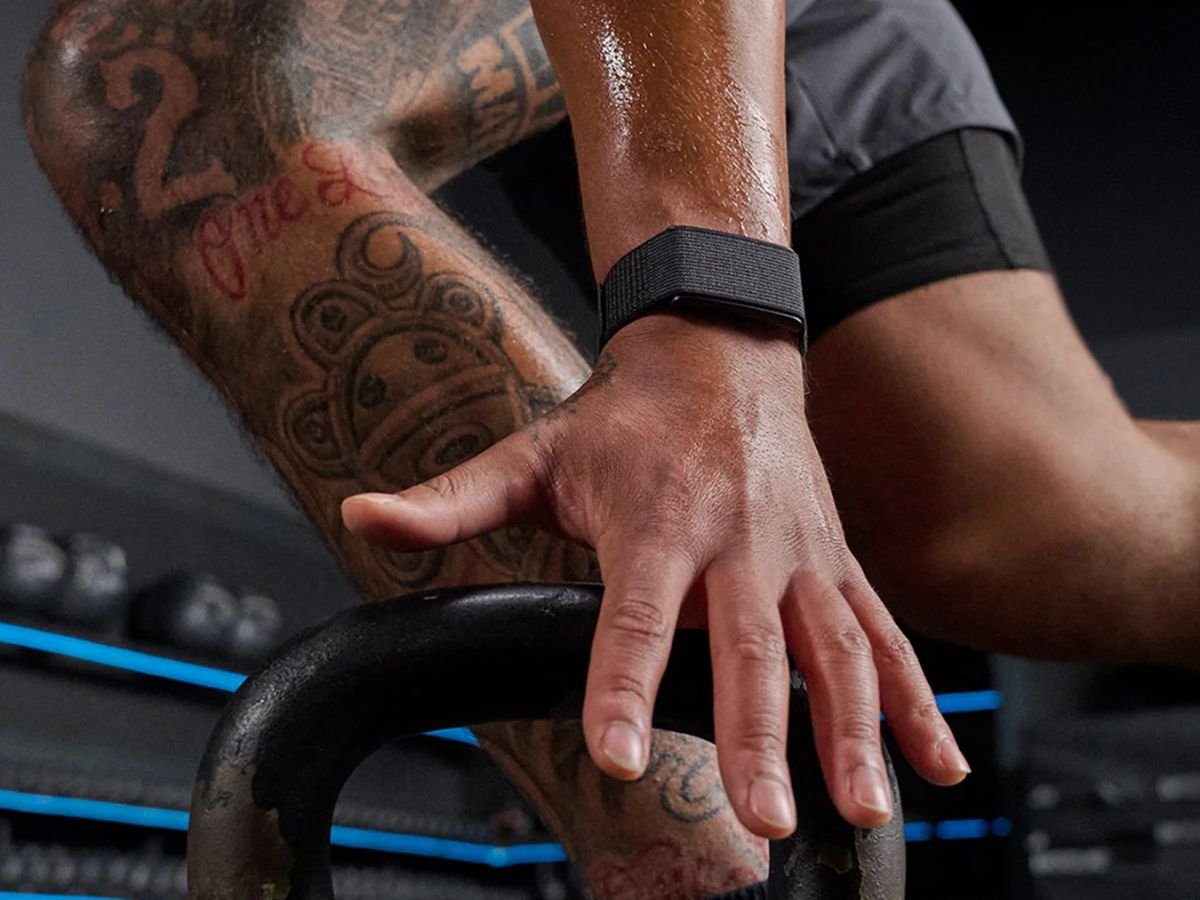 Amazfit wearable device on a wrist, with a screenshot of the sleep tracking feature on the screen, highlighting the primary keyword of sleep tracking
