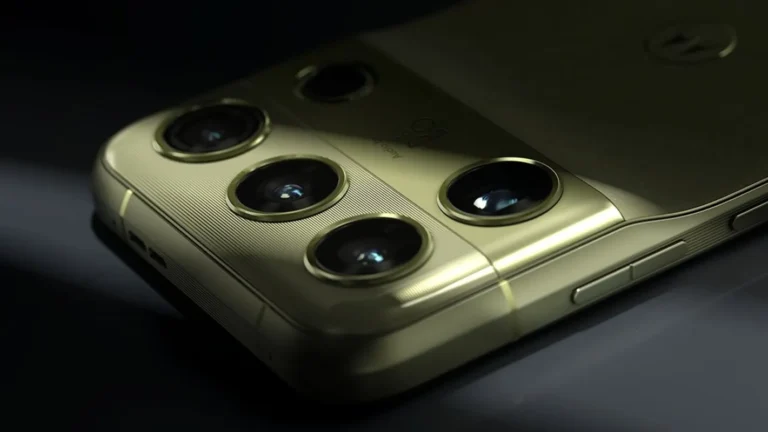Motorola Signature 27 in Capulet Olive finish showing sleek rear with hidden Bang & Olufsen speakers