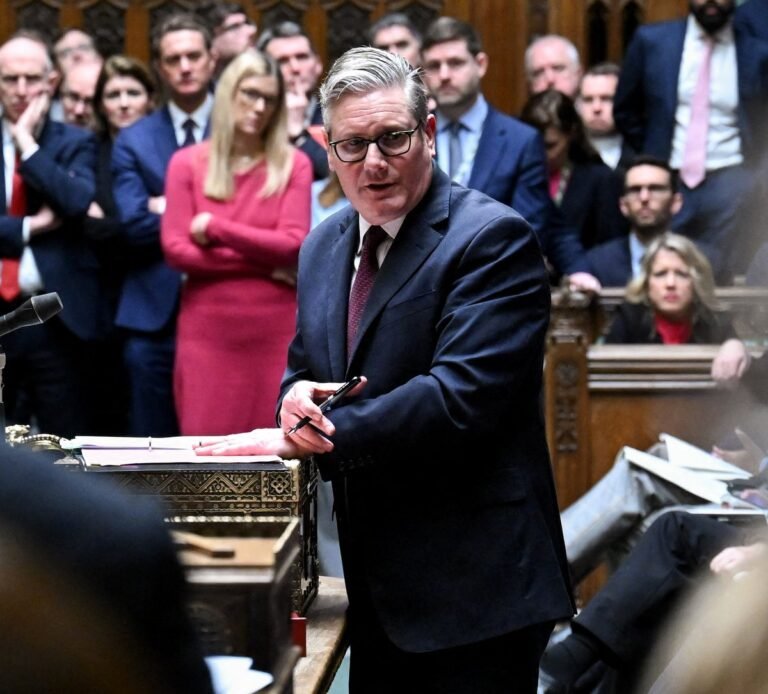 Labour Party leader Keir Starmer speaking at a conference, with a mix of concerned and supportive faces in the background, highlighting the party's internal conflicts and divisions, with a colour palette of red and blue, symbolising the party's behaviour and values