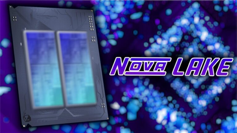 Image of Intel Nova Lake Desktop CPU with dual compute tiles, showcasing its complex architecture and high power consumption, highlighting the primary keyword Intel Nova Lake
