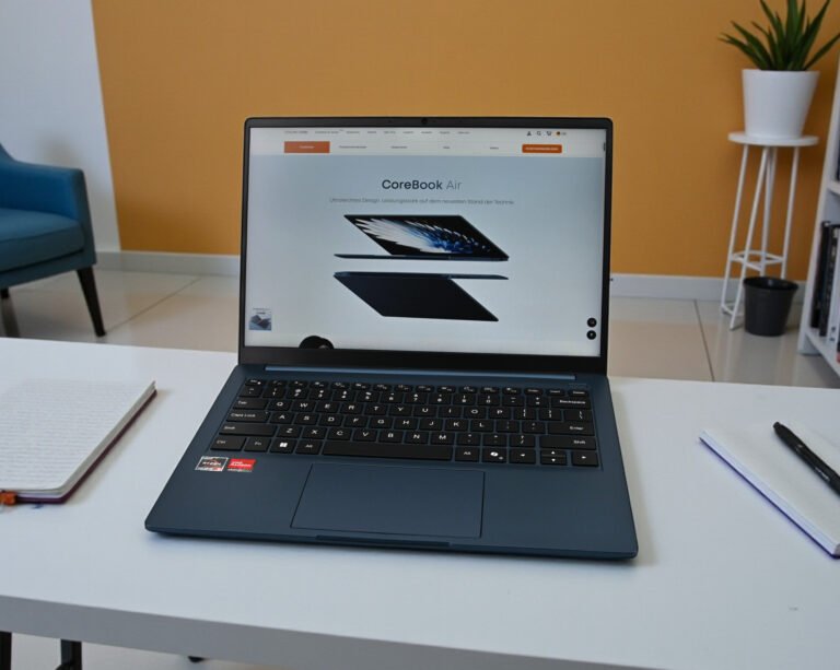 The Chuwi CoreBook Air is a sleek and portable budget notebook featuring a 14-inch display, AMD Ryzen 5 6600H processor, and 16 GB RAM, offering excellent value for money with its affordable price point and robust features, perfect for budget-conscious users seeking a reliable and efficient device for everyday use.