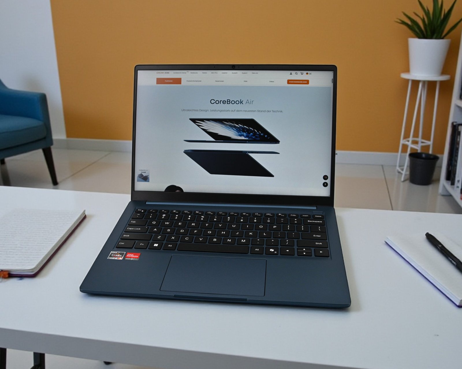 The Chuwi CoreBook Air is a sleek and portable budget notebook featuring a 14-inch display, AMD Ryzen 5 6600H processor, and 16 GB RAM, offering excellent value for money with its affordable price point and robust features, perfect for budget-conscious users seeking a reliable and efficient device for everyday use.