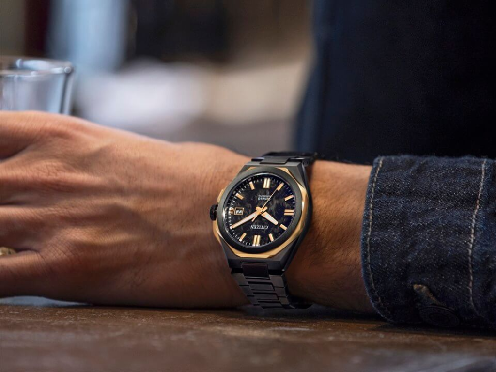 Citizen's slim automatic watch with sapphire glass and forged carbon limited-edition model, showcasing the brand's commitment to innovative materials and attention to detail, with a focus on the primary keyword phrase 'slim automatic watches'