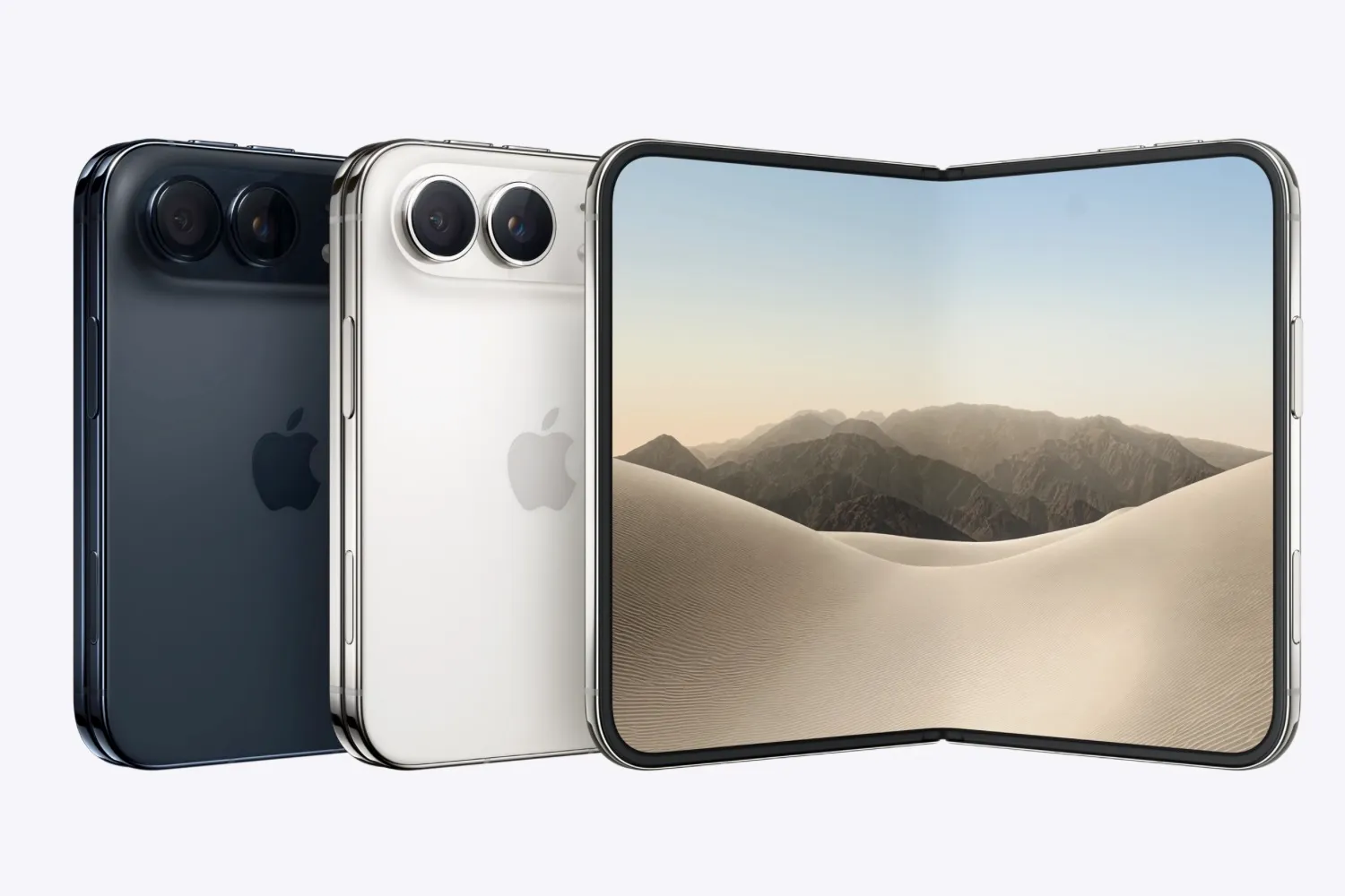 Apple iPhone Duo foldable smartphone showing both inner and outer displays