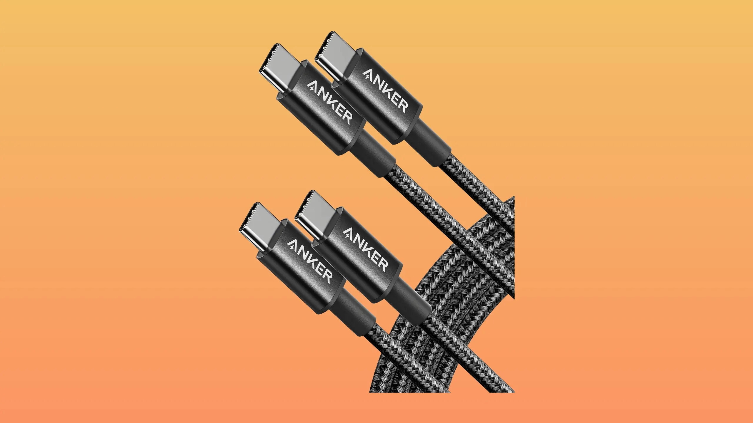 Two Anker 60W USB-C to USB-C braided cables in their packaging on a white background