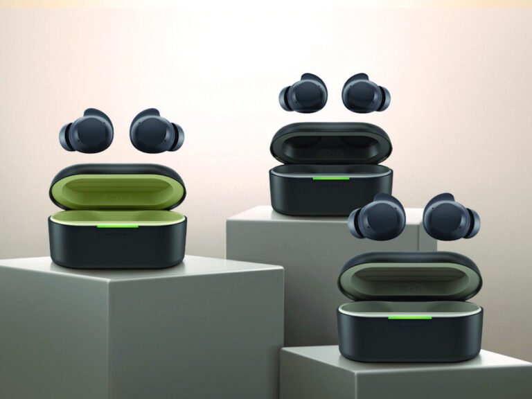 LG Xboom Buds Lite and Plus earbuds with graphene-coated drivers and adaptive EQ, featuring a sleek design and compact portable case, perfect for music enthusiasts seeking high-quality sound