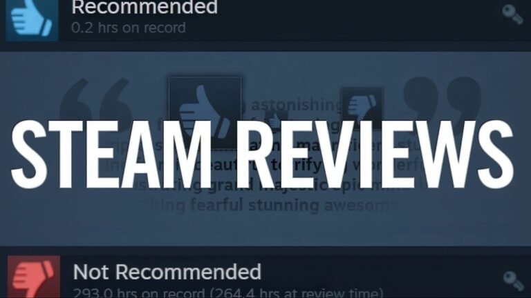 A descriptive image of a gaming PC with the Steam logo, highlighting the new feature of attaching PC specs to Steam Reviews, which will help to analyse game performance and reduce review bombings