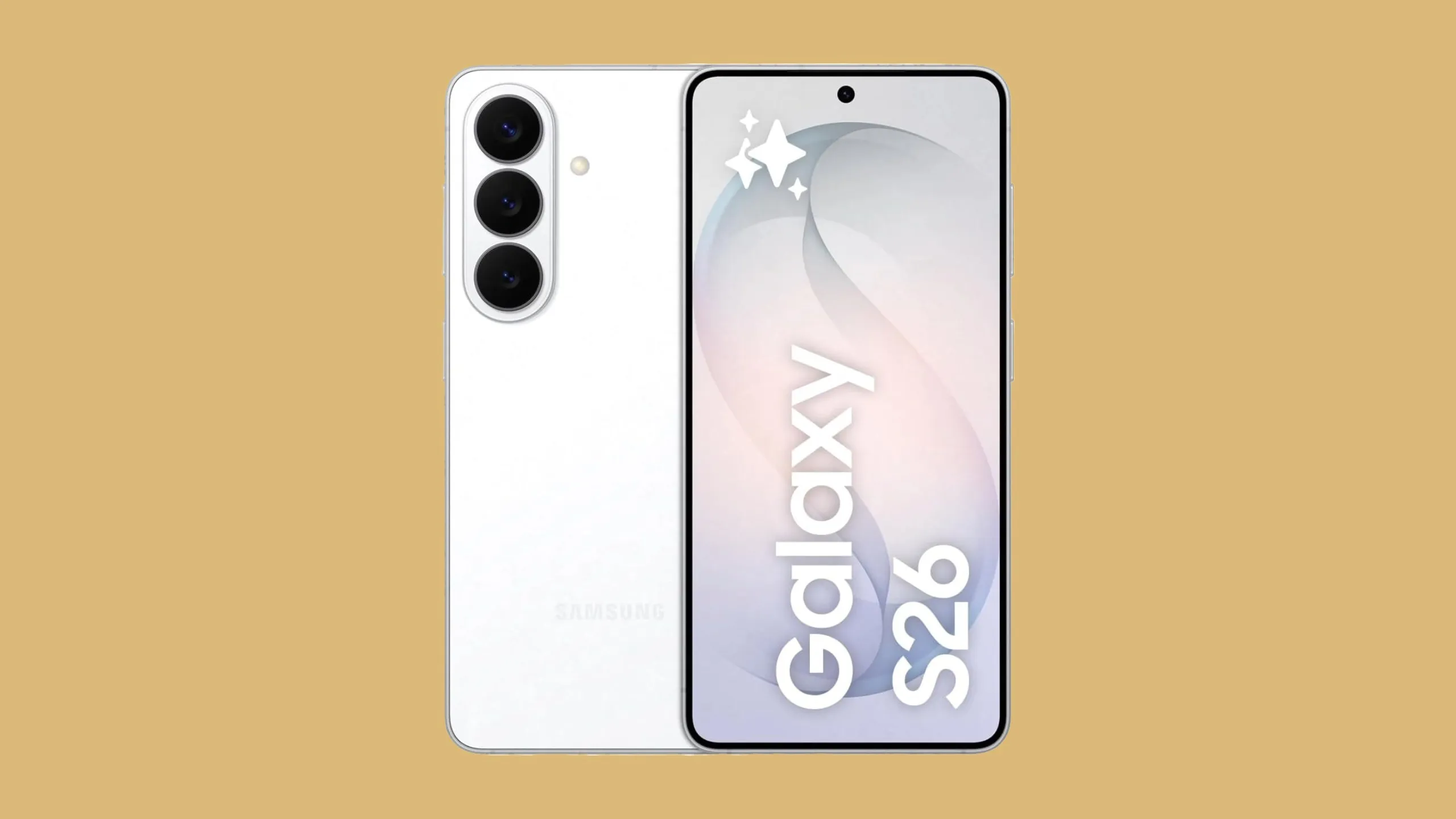 Samsung Galaxy S26 smartphone displayed with its sleek aluminium frame and vibrant 6.3 inch screen