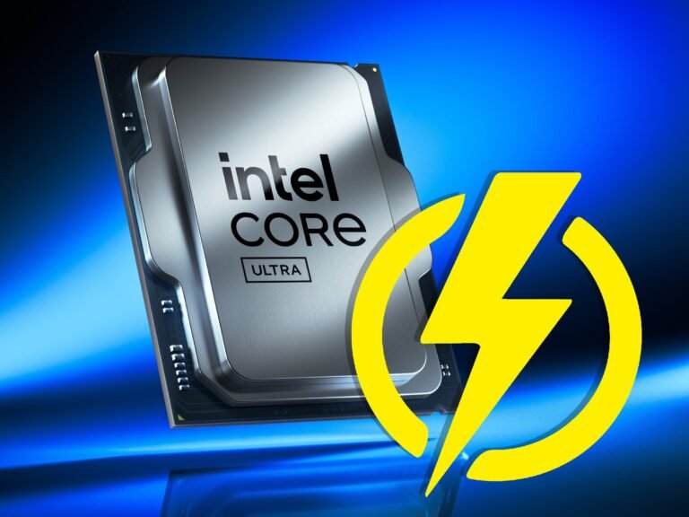 A close-up of a CPU with a high power consumption warning sign, highlighting the importance of efficient power management in Intel Nova Lake high-end CPUs, with a focus on PL2 and PL4 power limits