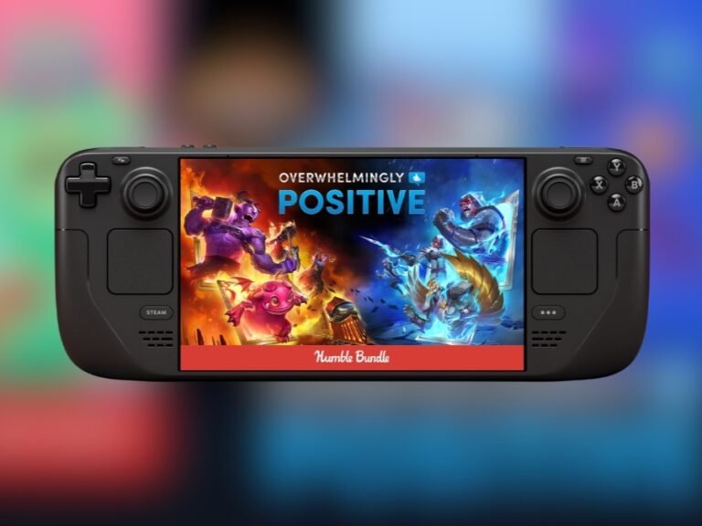 Featured image of the Humble Bundle Overwhelmingly Positive collection, showcasing the 8 included games with their respective Steam review scores, highlighting the amazing value for money on offer with this gaming deal