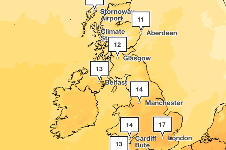 A sunny day in London, with people walking in the park and enjoying the warm weather, as the temperature rises after months of rain, bringing a welcome surge in temperatures to the UK