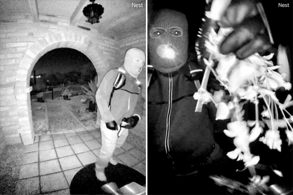 A glove with a DNA sample being analysed in a forensic lab, with a doorbell cam in the background, as the FBI investigates the Nancy Guthrie case, using advanced technology to analyse DNA evidence