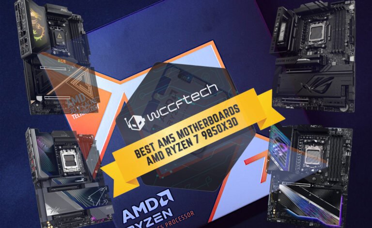 The AMD Ryzen 7 9850X3D CPU and a high-performance motherboard, with a gamer in the background, highlighting the importance of a robust platform for extreme gaming performance with the primary keyword AMD Ryzen 7 9850X3D