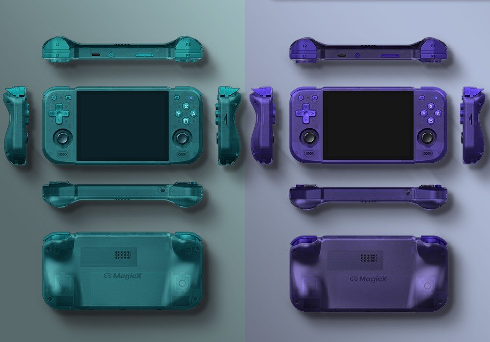 MagicX Dream Two Light and Dream Two Pro colour options, featuring a range of colours and designs, including black, white, and grey, with a focus on the primary keyword, handheld consoles