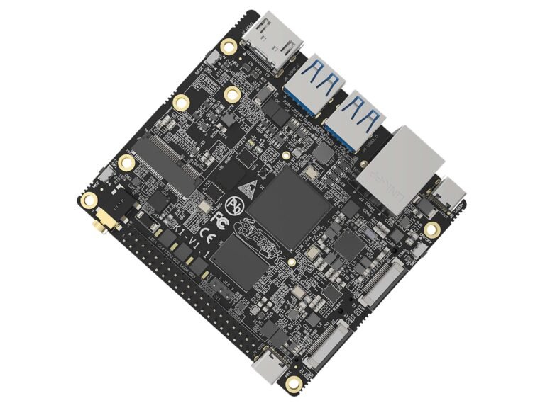 The K1 Pro single-board computer with dual NVMe SSD slots and built-in NPU, offering a powerful and compact solution for AI applications and data processing, with a focus on Raspberry Pi 5 alternative