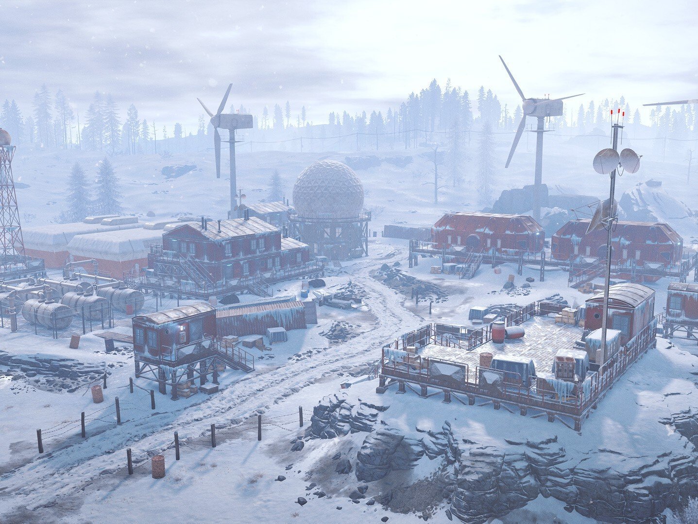 Rust gameplay featuring a player building a shelter in a forest, with a bear roaming in the background, showcasing the game's survival mechanics and colourful environment