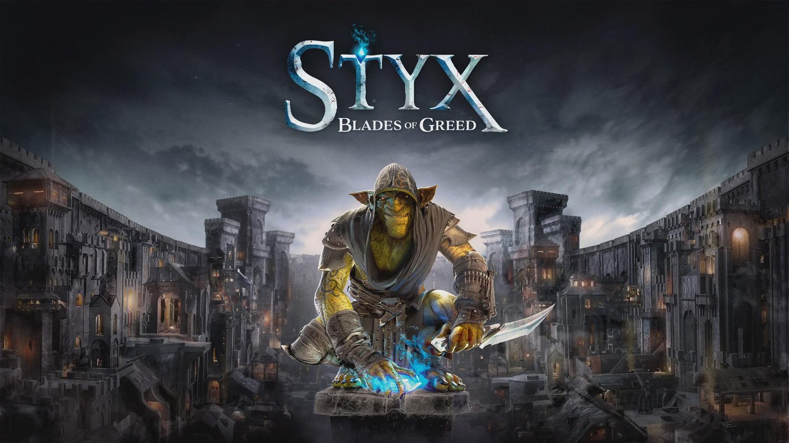 Styx, a rogue goblin, navigates a treacherous terrain in the game Styx: Blades of Greed, with a sword in hand and a mischievous glint in his eye, showcasing the game's colourful and immersive world