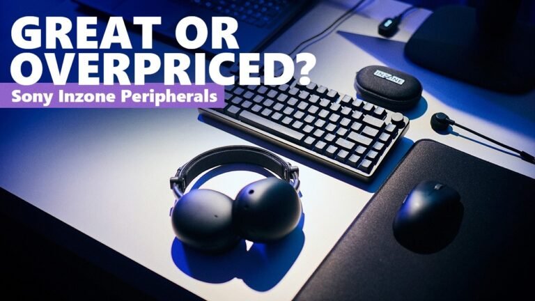 A range of Sony Inzone gaming peripherals, including a wireless headset, gaming mouse, and mechanical keyboard, designed to enhance the gaming experience with high-quality sound and precise control