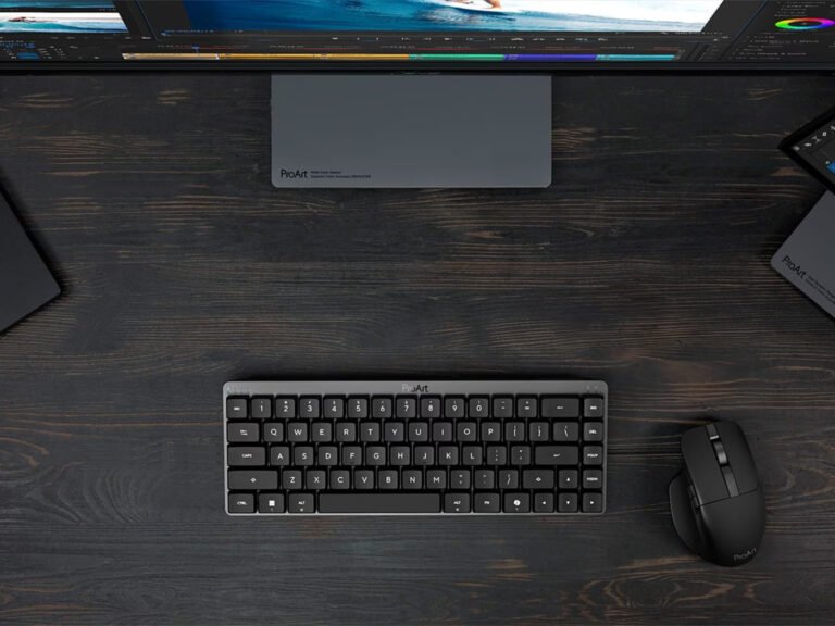 The ProArt Keyboard KD300 is a sleek and compact wireless keyboard with a 65% layout, featuring RX Red Low-Profile optical switches and tri-mode connectivity, perfect for professionals seeking a premium typing experience with advanced features and a premium finish
