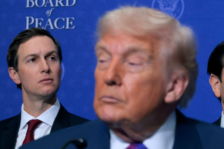Image of Trump and Kushner, with a description of their complex relationship in the UK, featuring the latest news and updates on US politics