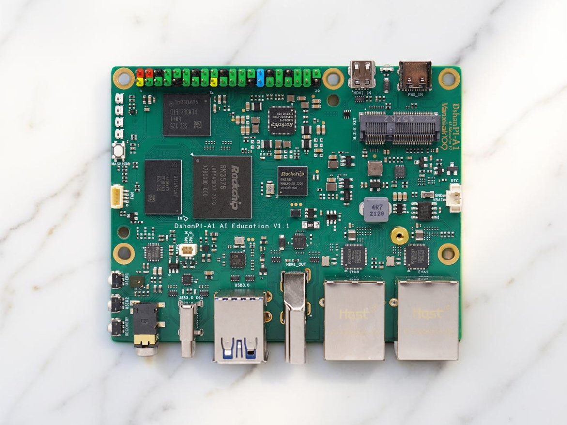 The DShanPi-A1 single-board computer features an 8-core Rockchip RK3576 CPU, up to 8 GB of memory, and dual 1G Ethernet ports, making it an excellent Raspberry Pi alternative for hobbyists and enthusiasts, with its compact design and low power consumption