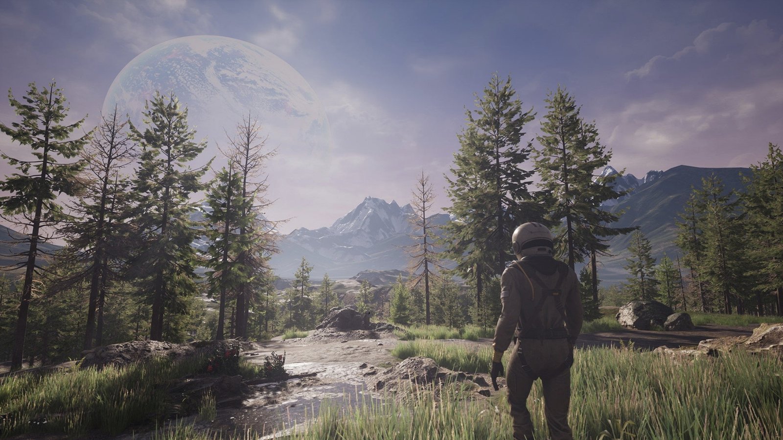 ICARUS gameplay screenshot with a spaceship landing on a distant planet, highlighting the game's survival mechanics and stunning visuals, with the primary keyword ICARUS naturally included