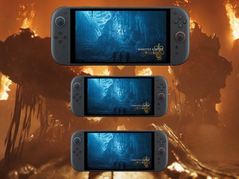 Monster Hunter Wilds Switch 2 featured image, showcasing local multiplayer mode and Nintendo handheld capabilities, with a focus on the upcoming Capcom game and its potential features