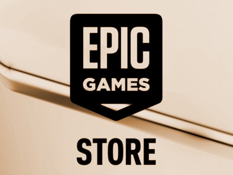 The Epic Games Store logo, featuring a stylised image of a gaming controller, with a background of colourful graphics and textures, representing the store's diverse range of games and content, including the latest free game giveaways for PC gamers