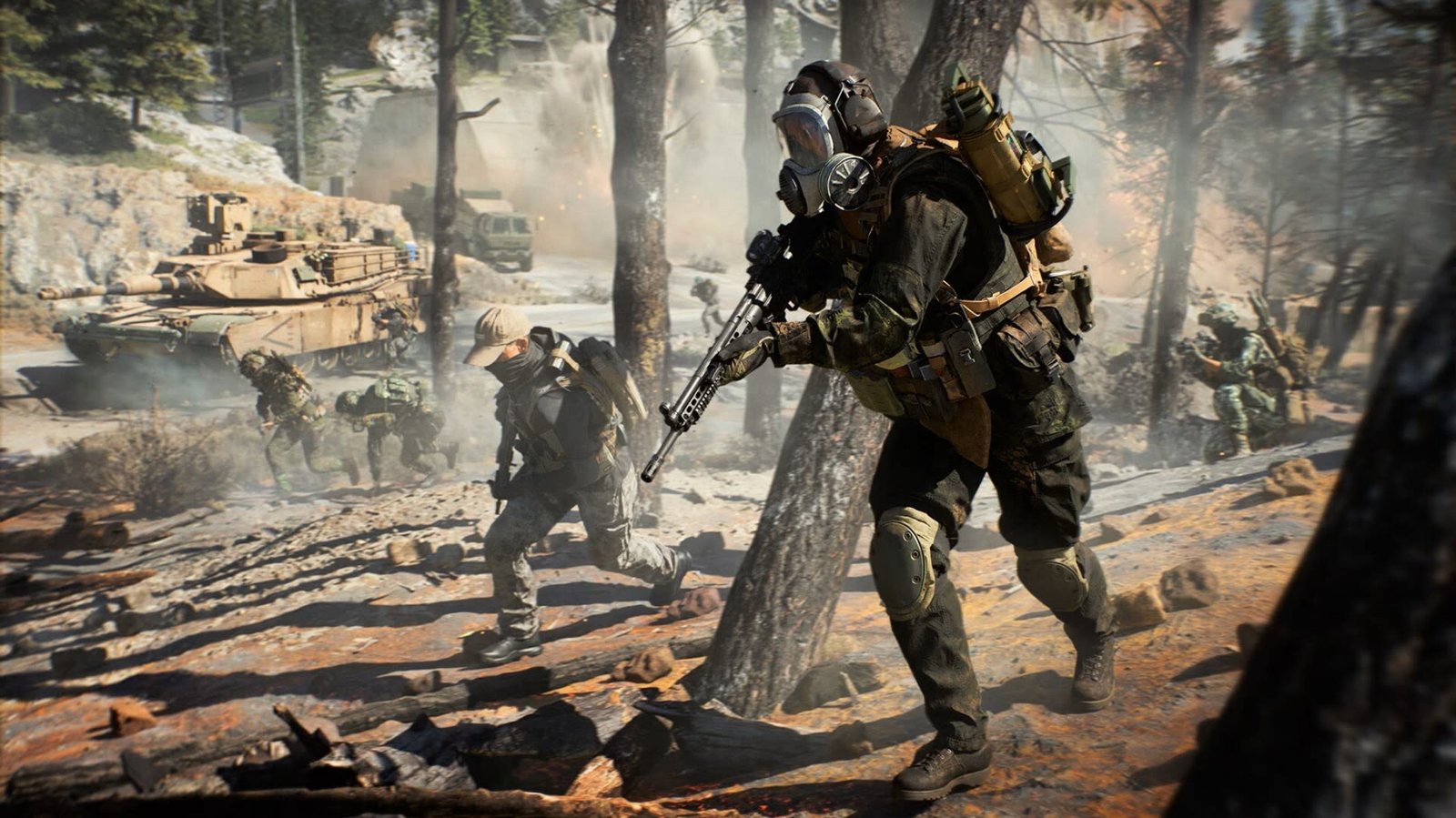 Battlefield 6 gameplay featuring a large map with players engaging in intense combat, with a focus on the new VL-7 gas and its impact on the gaming experience, highlighting the game's dynamic environments and immersive gameplay