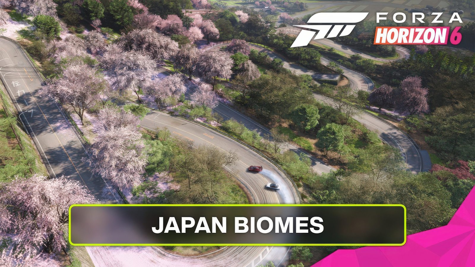 Forza Horizon 6 featuring a car driving through a beautiful, sun-kissed beach with crystal-clear waters and a picturesque village in the background, demonstrating the game's impressive biomes and visuals