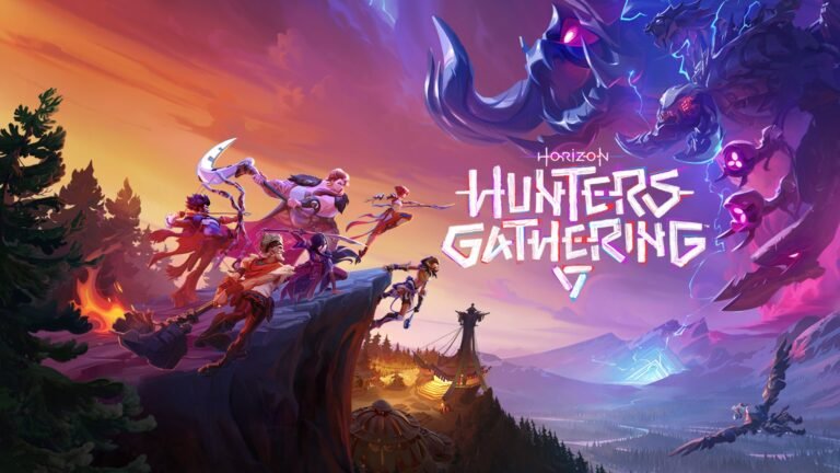 Horizon Hunters Gathering featured image, showcasing the game's captivating narrative and stunning colour palette, with a focus on co-op multiplayer gameplay and exciting adventures