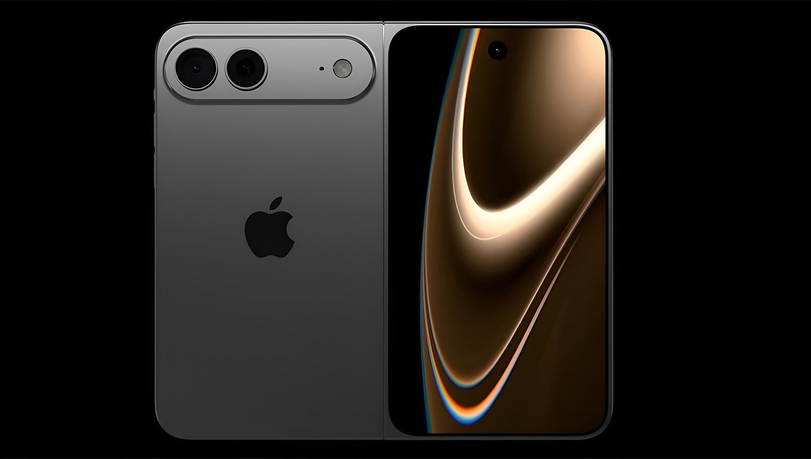 The iPhone Fold's foldable design with a minimised crease, showcasing the device's advanced features and cutting-edge technology, with a focus on the primary keyword phrase 'iPhone Fold'