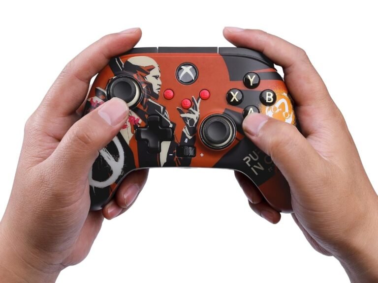 PowerA's special edition Borderlands and PAC-MAN wireless controllers for Xbox, featuring a unique design and colour scheme, now available at a discounted price in the UK, compatible with Xbox Series S|X, Xbox One, and PCs, with a range of up to 30 feet