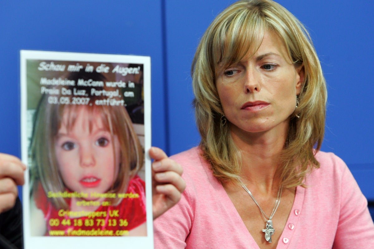 A photo of Madeleine McCann, a young girl with a sweet smile, whose disappearance has become one of the UK's most baffling mysteries, with a picture of a missing person poster in the background, highlighting the ongoing search for her